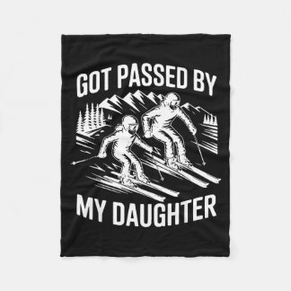 Got Ped By My Daughter Skiing, Retro Dad Skiers _1 Fleece Blanket