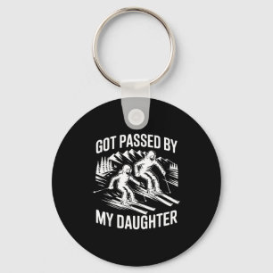Got Ped By My Daughter Skiing, Retro Dad Skiers _1 Key Ring