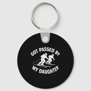 Got Ped By My Daughter Skiing, Retro Dad Skiers Key Ring
