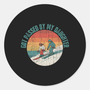 Got Ped By My Daughter Skiing, Vintage Snow Sports Classic Round Sticker