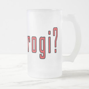 got pierogi? frosted glass beer mug