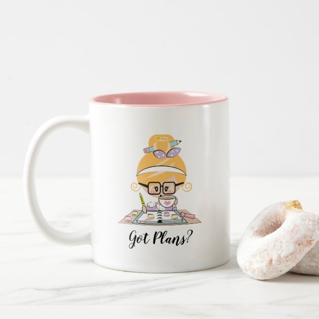 Got Plans Personalised Planner Girl Mug Blonde (With Donut)
