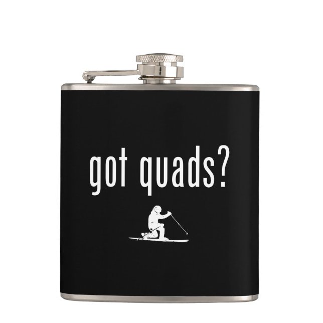 Got Quads Telemark Skiing Hip Flask (Front)