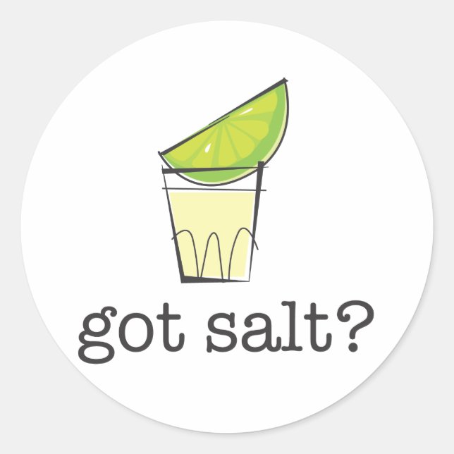 Got Salt? Tequila Shot with Lime Classic Round Sticker (Front)