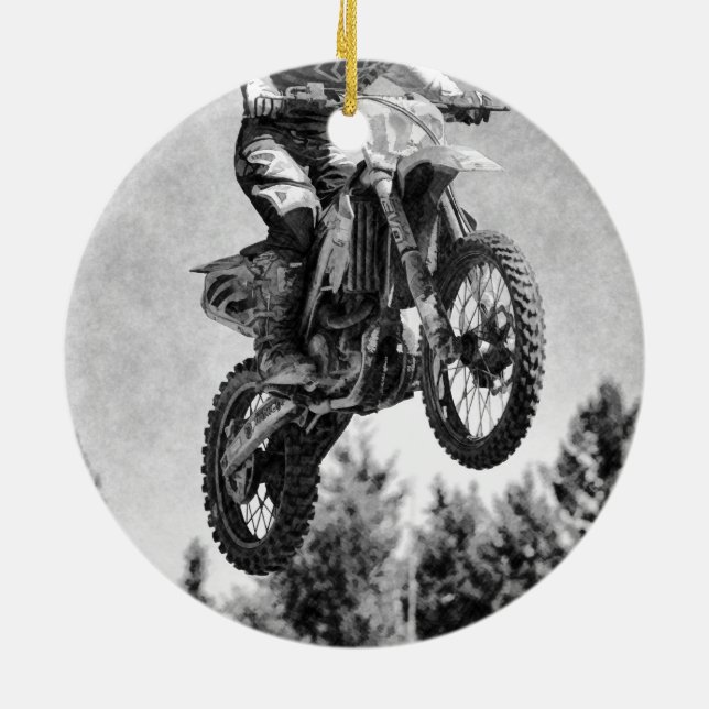 Got Some Air! - Motocross Racer Ceramic Tree Decoration (Back)