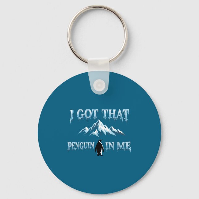 Got that penguin in but why mountains penguin meme key ring (Front)