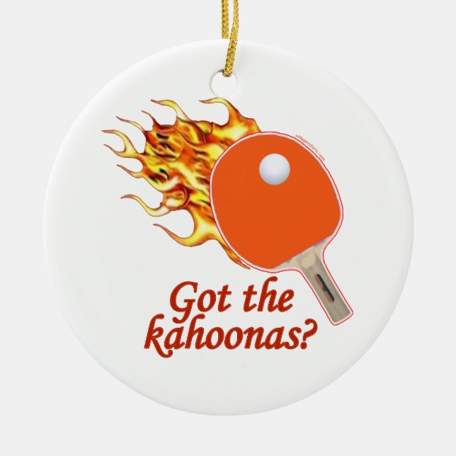 Got The Kahoonas Flaming Ping Pong Ceramic Tree Decoration (Front)