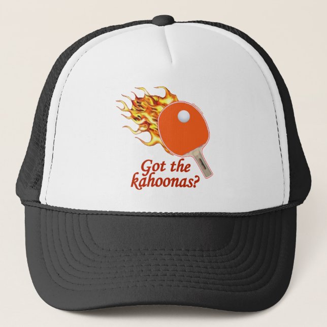 Got The Kahoonas Flaming Ping Pong Trucker Hat (Front)