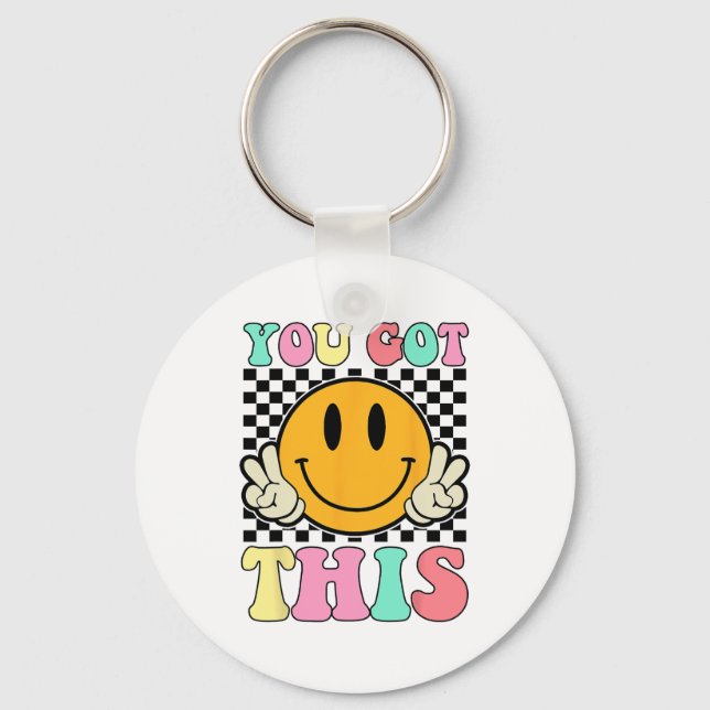 Got This Retro Smile Motivational Testing Day Teac Key Ring (Front)