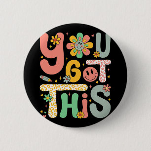 Got This Testing Day Groovy Motivational Teacher S 6 Cm Round Badge
