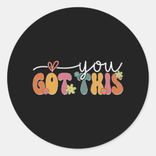 Got This Testing Day Groovy Motivational Teacher S Classic Round Sticker