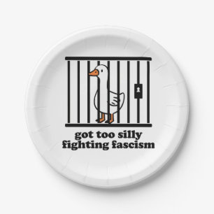 Got Too Silly Fighting Facism No King USA Paper Plate