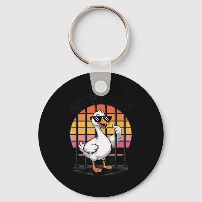 Got Too Silly Funny Goose Retro Sungles Jail Bird  Key Ring (Front)