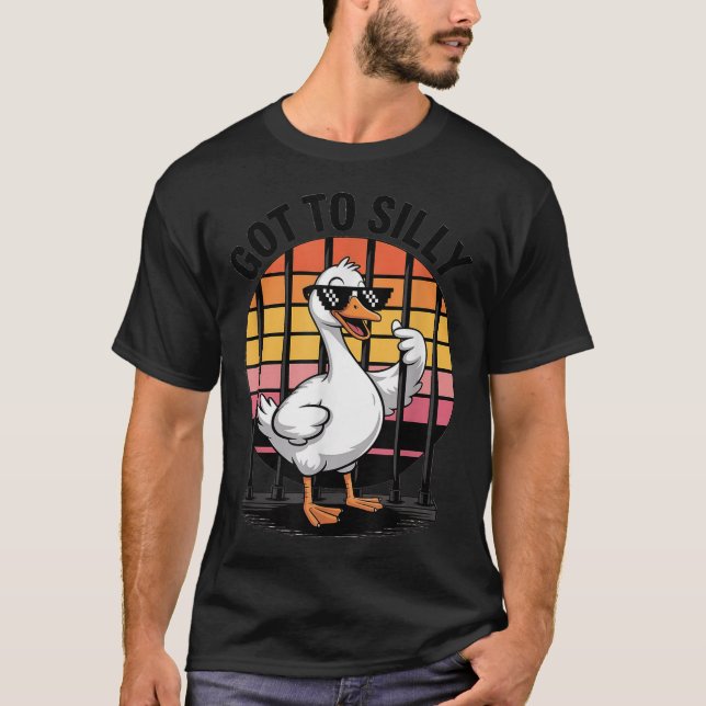 Got Too Silly Funny Goose Retro Sungles Jail Bird  T-Shirt (Front)
