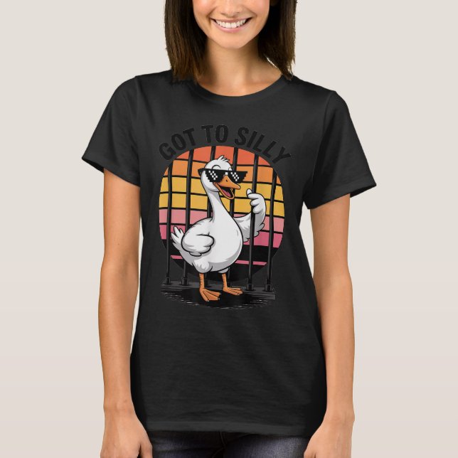 Got Too Silly Funny Goose Retro Sungles Jail Bird  T-Shirt (Front)