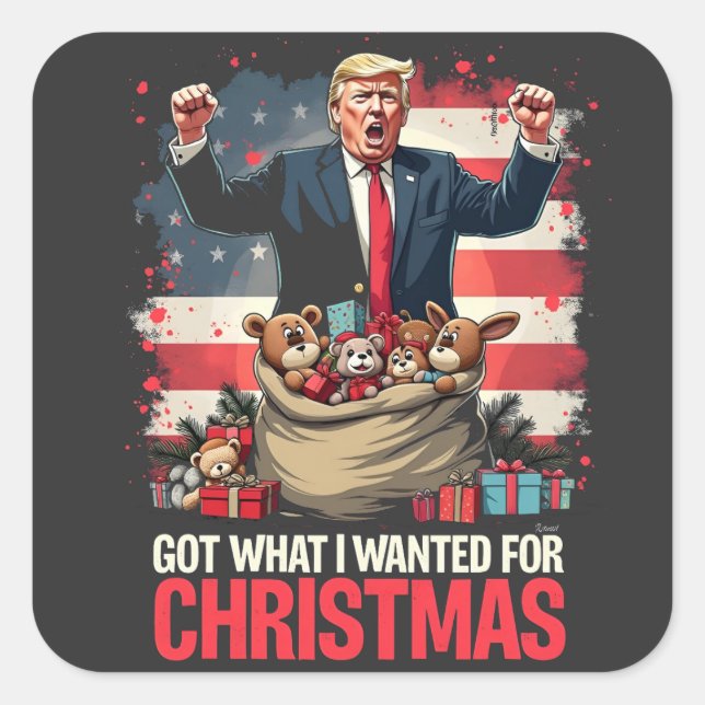 Got What I wanted For Christmas Trump Santa  Square Sticker (Front)