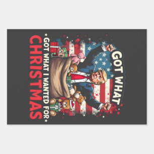 Got What I Wanted For Christmas Trump Santa Wrapping Paper Sheet