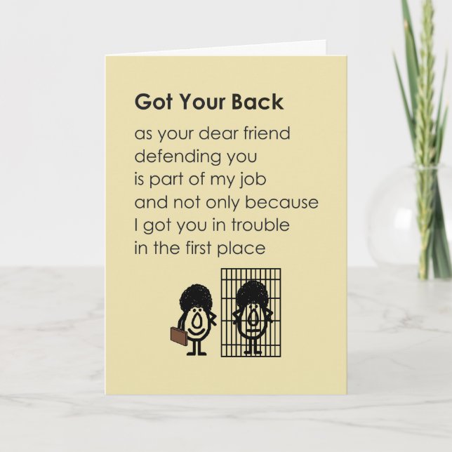 Got Your Back A Funny Thinking Of You Poem Card (Front)