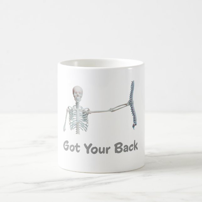 Got Your Back Skeleton Holding Spine Coffee Mug (Center)