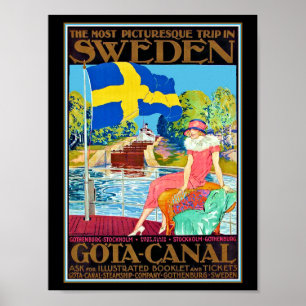 Gota Canal Sweden Vintage Travel Poster