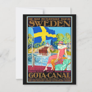 Gota Canal Sweden Vintage Travel Poster Postcard