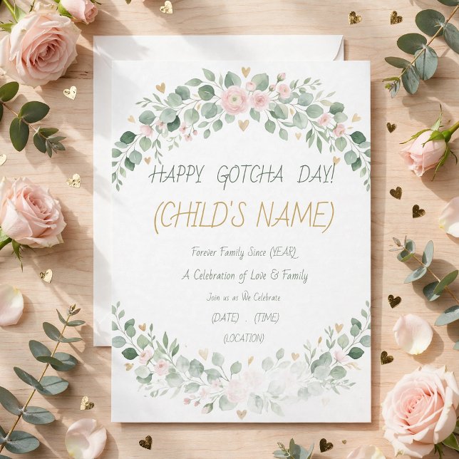 Gotcha Day Adoption Anniversary Custom Invitation (Happy Gotcha Day Invitation 💕🌿
Custom Adoption Anniversary Invite)