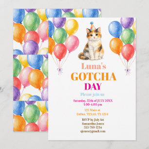 Gotcha day Adoption Party Calico Cat Pet Invitation