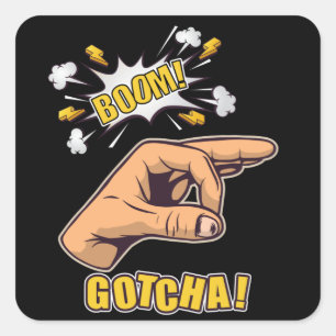Gotcha Finger Hole Hand Meme Square Sticker