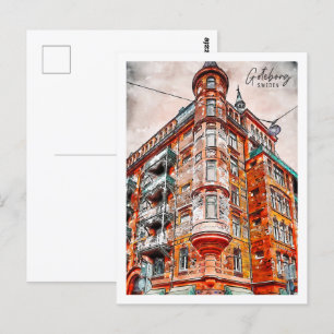 Goteborg Sweden Travel Place Watercolor Postcard