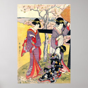 Gotenyama Cherry Blossoms Triptych Left 1805 Poster