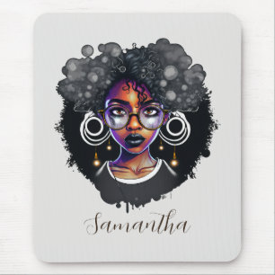 Goth Afro Woman Mouse Mat