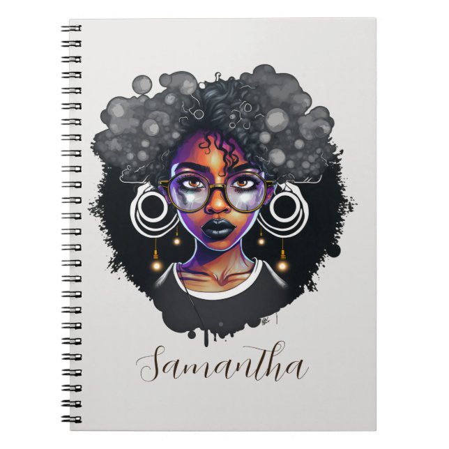 Goth Afro Woman Notebook (Front)