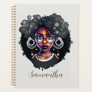 Goth Afro Woman Planner