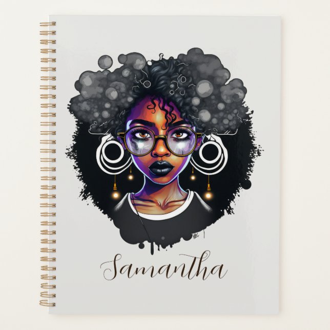 Goth Afro Woman Planner (Front)