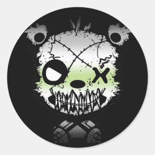 Goth Agender Pride Flag Coloured Bear Classic Round Sticker