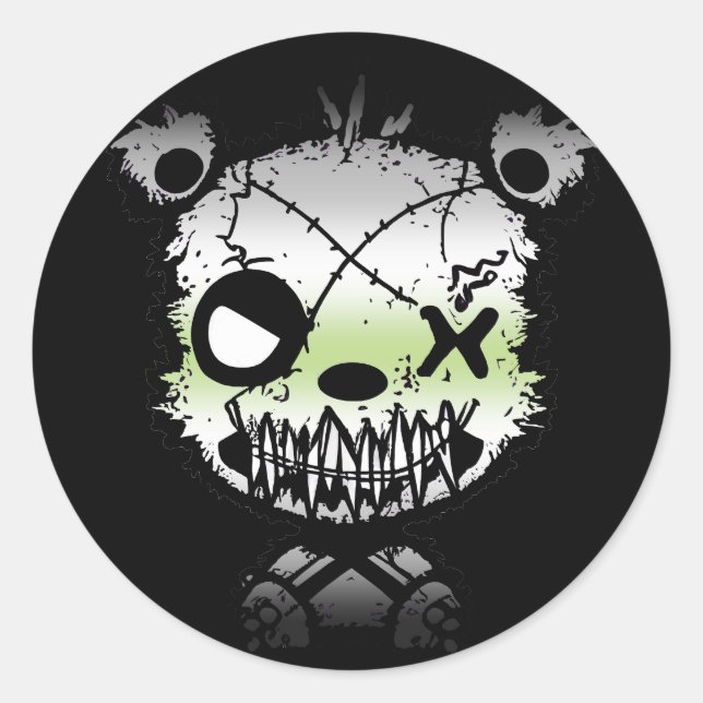 Goth Agender Pride Flag Coloured Bear Classic Round Sticker (Front)