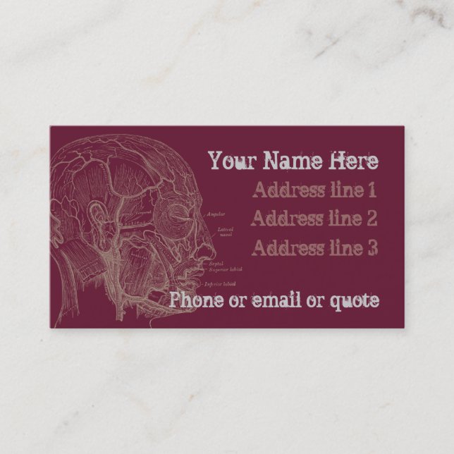 Goth Anatomy Head Business Card Red (Front)