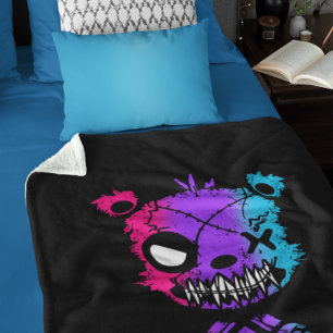 Goth Androgynous Pride Flag Coloured Bear Sherpa Blanket
