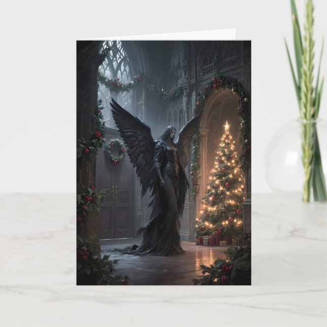 Goth Angel on Christmas Day Holiday Card (Front)