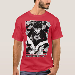 Goth Anime Boy Gothic Japanese Aesthetic Vaporware T-Shirt