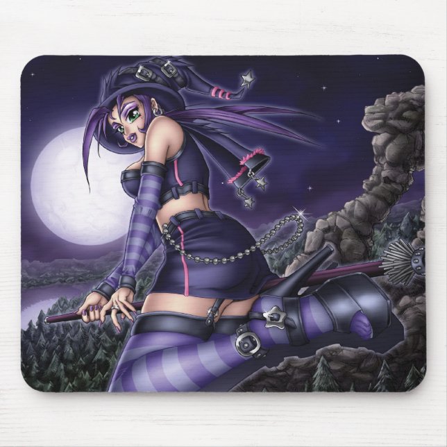 Goth Anime Witch Mouse Mat (Front)
