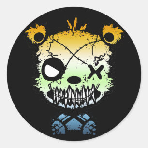 Goth AroAce Agender Pride Flag Coloured Bear Classic Round Sticker