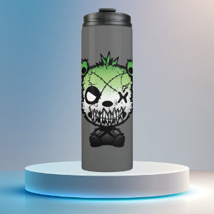 Goth Aromantic Pride Flag Coloured Bear Thermal Tumbler