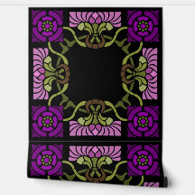 Goth Art Nouveau Rose and Dahlia Purples