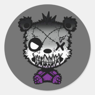 Goth Asexual Pride Flag Coloured Bear Classic Round Sticker