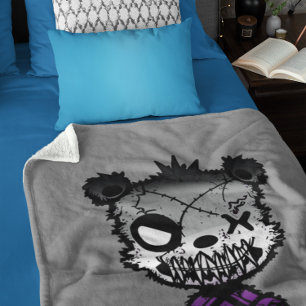 Goth Asexual Pride Flag Coloured Bear Sherpa Blanket