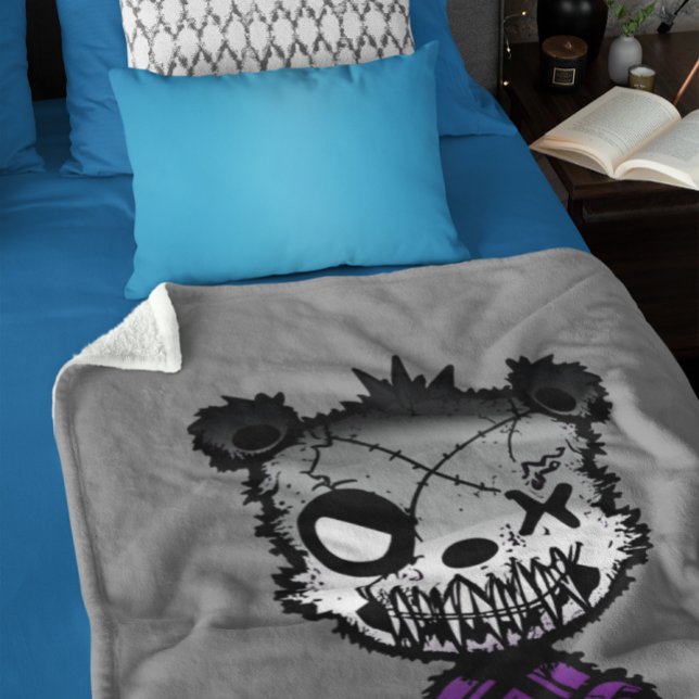 Goth Asexual Pride Flag Coloured Bear Sherpa Blanket (Creator Uploaded)