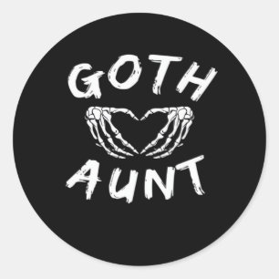 Goth Aunt Funny Emo Auntie Punk Cute Skeleton Hand Classic Round Sticker