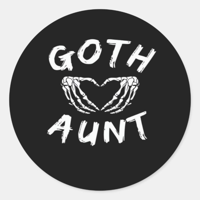 Goth Aunt Funny Emo Auntie Punk Cute Skeleton Hand Classic Round Sticker (Front)