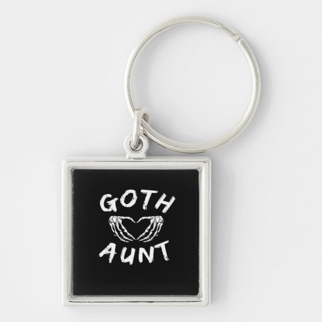Goth Aunt Funny Emo Auntie Punk Cute Skeleton Hand Key Ring (Front)